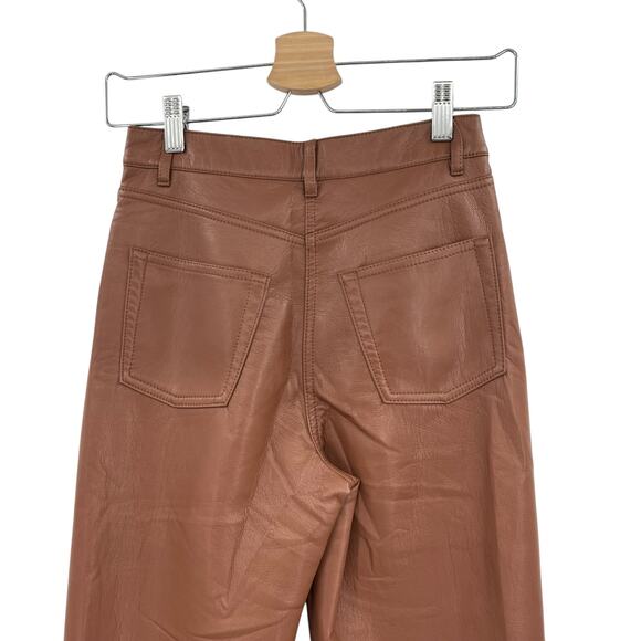 Aritzia Wilfred The Melina Pant Faux Vegan Leather High Waist Cognac‎ Brown 0 - Picture 8 of 12